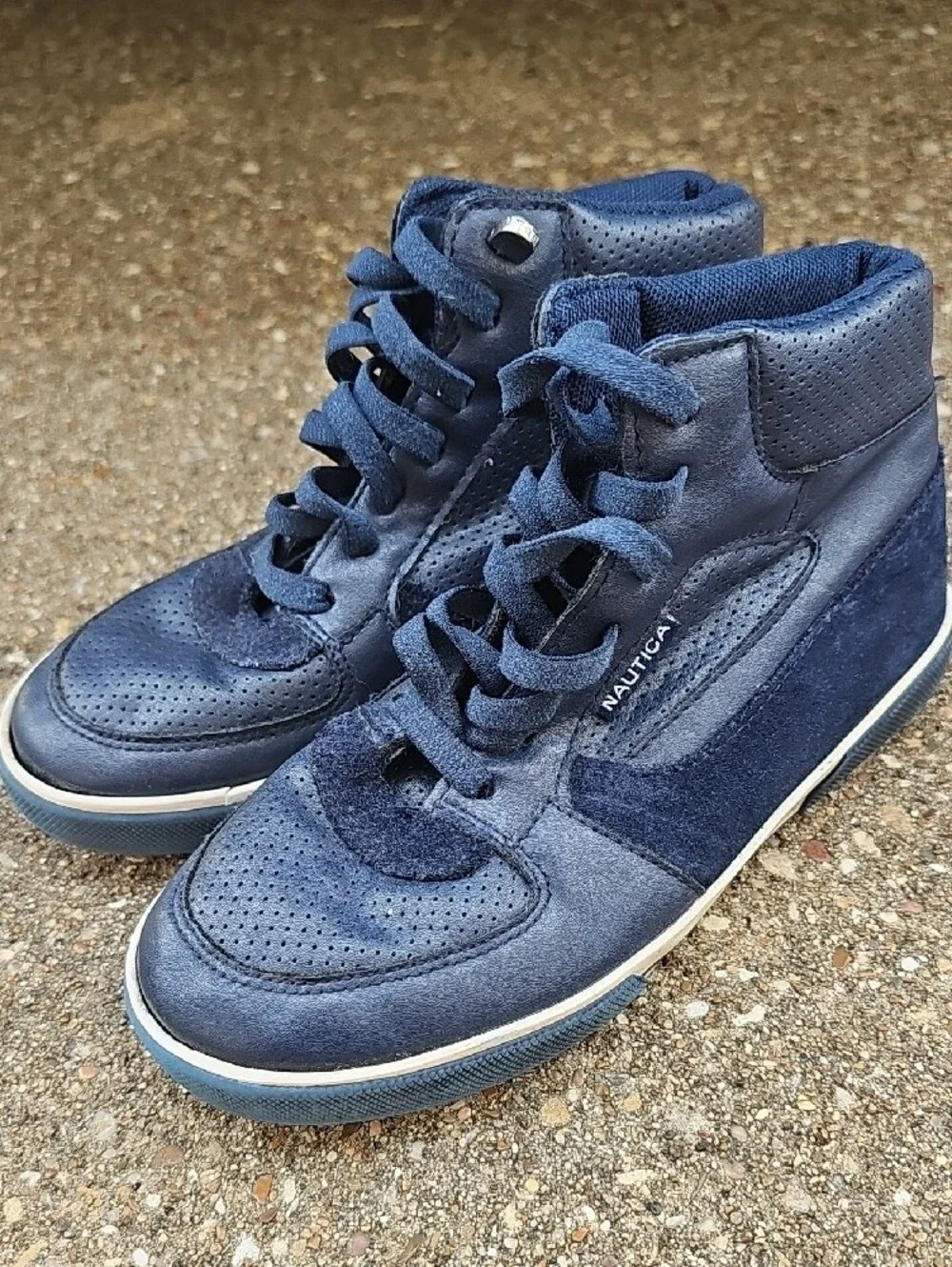 Nautica Horizon Youth Navy Blue High-Top Sneakers Boys 1